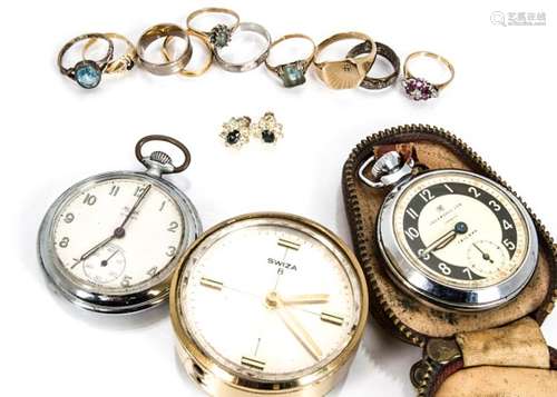 A collection of jewellery and watches, including various wedding bands, signet rings, gem set rings,