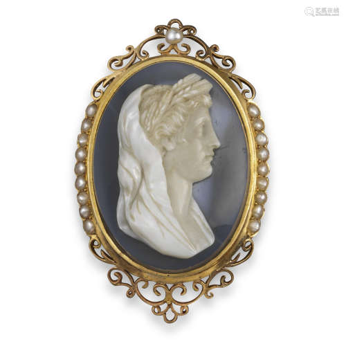 A 19th century agate cameo depicting Ceres