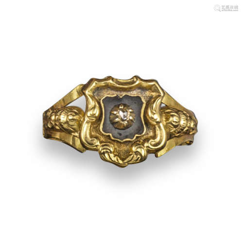 A Victorian diamond-set gold mourning ring