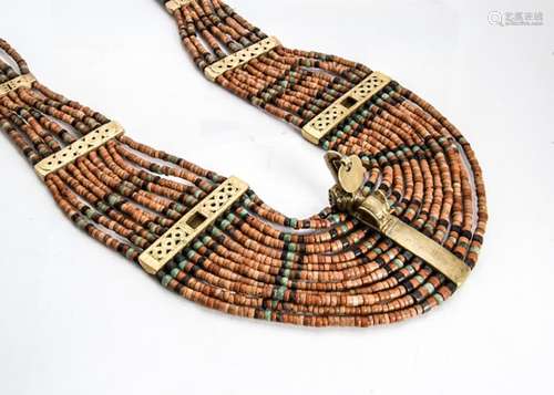 A 1980s Galeria Cano pre Columbian style bead and gilt metal necklace, the multi strand necklace