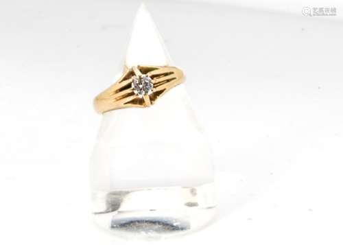 A gentleman's 18ct gold signet ring, the cubic zirconia in claw setting, ring size U, 8.3g