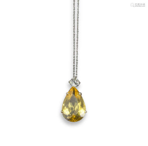 A heliodor and diamond pendant