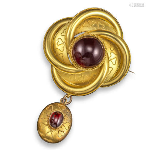 A Victorian garnet-set gold brooch