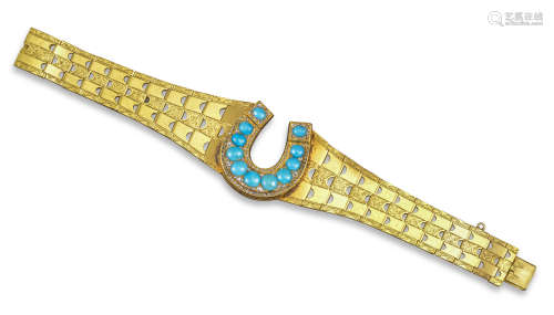 A 19th century turquoise and diamond bracelet