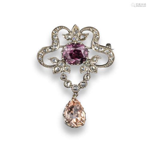 An Edwardian spinel and zircon pendant