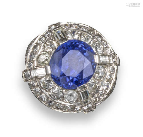 A sapphire and diamond target ring