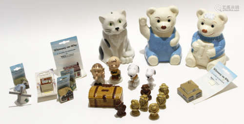 Group of Wade Whimsies, Wade money boxes modelled as bears and a number of Whimsy on Wye villages in