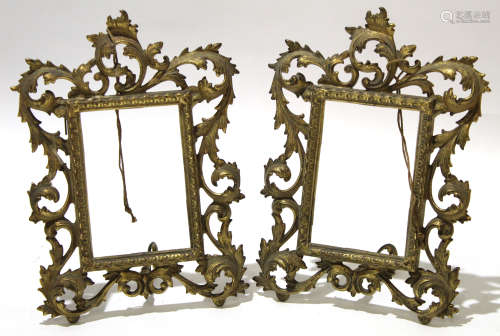 Pair of gilt brass rococo style picture frames