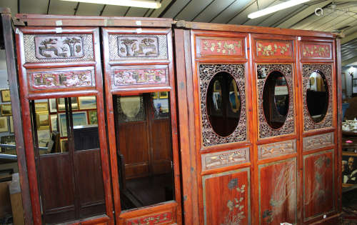 Large modern Oriental summerhouse of rectangular form, the framework moulded with panels of