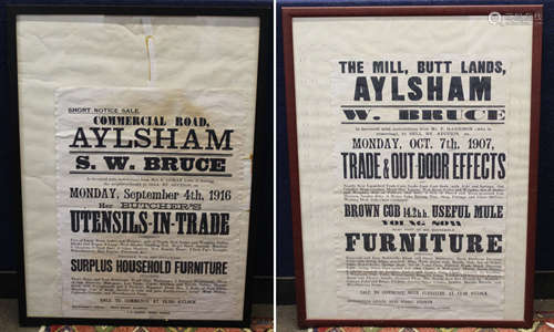 Two vintage auction advertising posters, relating to various properties in and around Aylsham