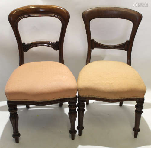 Harlequin set of ten (6+4) Victorian balloon back dining chairs, all with pink upholstered seats