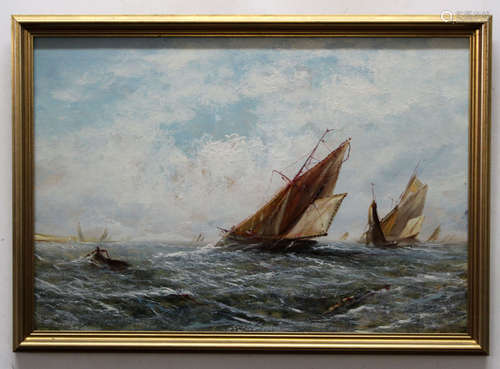 Unsigned pair of oils on board, Seascapes, 32 x 47cm (2)