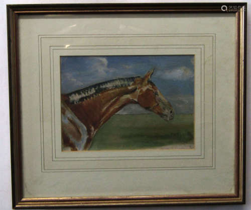 A L Blomvill-Campling, oil sketch, Horse study, 15 x 21cm