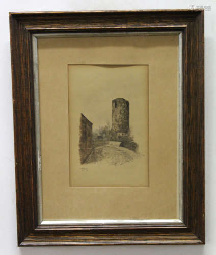 Edward Pococke, signed pen, ink and watercolour, inscribed 