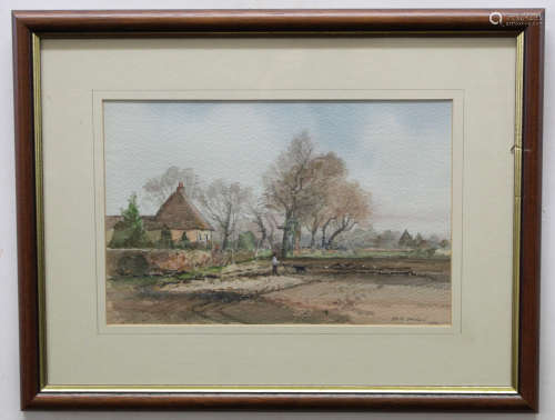 Keith Johnson, signed group of three watercolours, Norfolk Landscapes, 22 x 30cm (3)