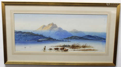 Edwin Earp, signed pair of watercolours, Lakeland scenes, 24 x 57cm (2)