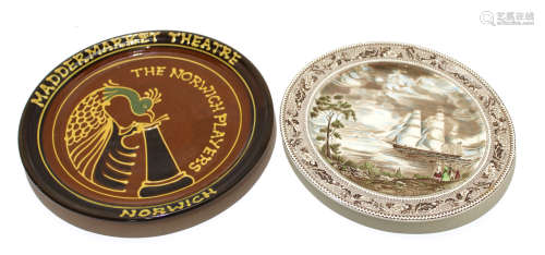Treacle charger with slip design for the Maddermarket Theatre, Norwich Players, Norwich, together