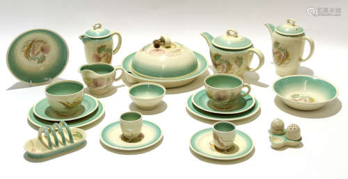 Collection of Susie Cooper tea wares including tea pot, coffee pot, hot water jug, milk jug and