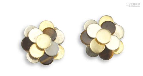 A pair of abstract gold earrings