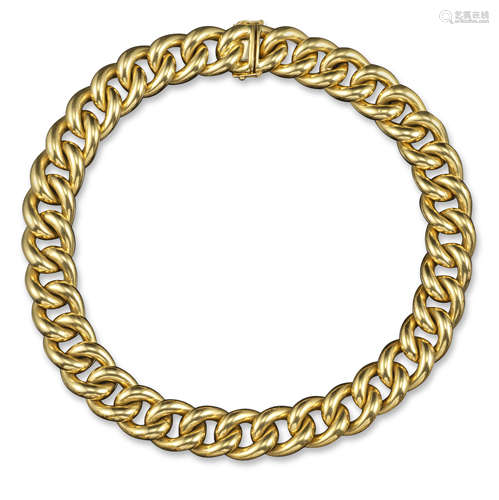 A gold curb-link neck chain