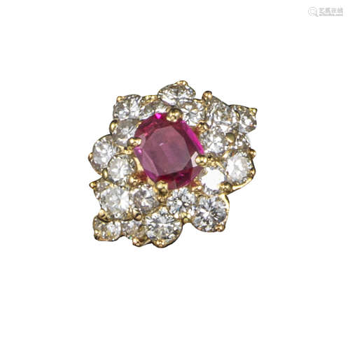 A ruby and diamond cluster ring