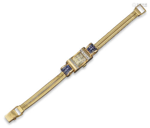 A sapphire and diamond dress wristwatch by Longines