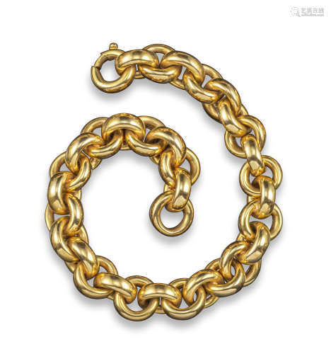 A yellow gold rolo-link bracelet