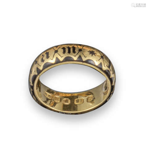 A late Victorian gold mourning ring