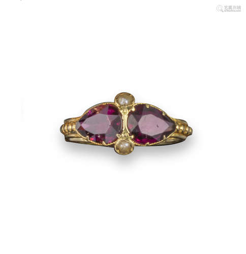 A 19th century double garnet ring