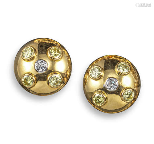 A pair of gold bombé earrings