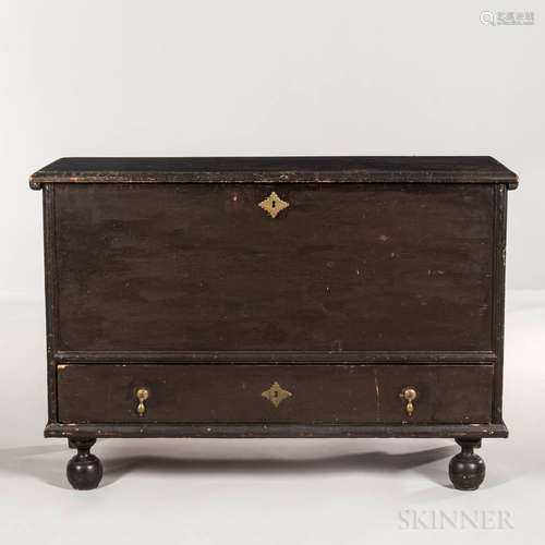 Black-painted Blanket Chest over Drawer