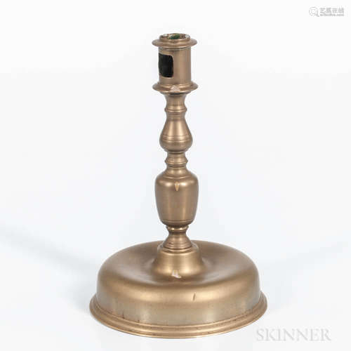 Early Brass Bun-base Candlestick