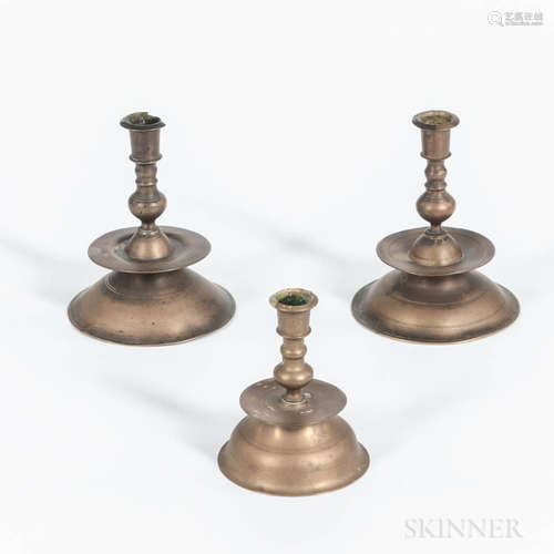 Three Brass Mid-drip Tapersticks