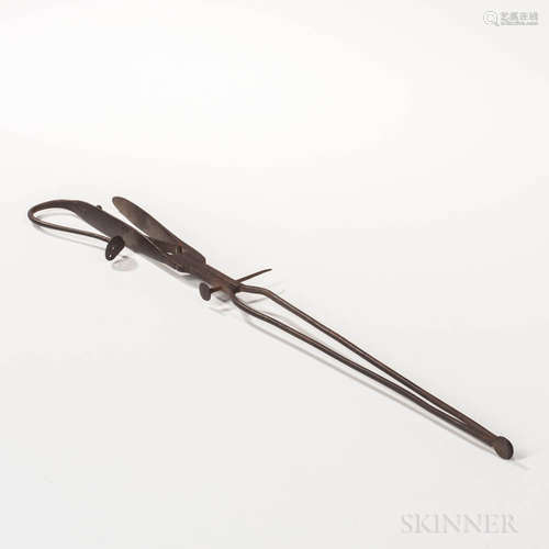 Pair of Long Wrought Iron Ember Tongs