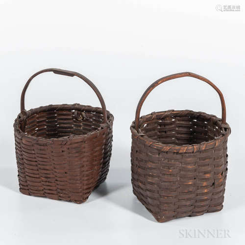 Two Brown-painted Splint Baskets