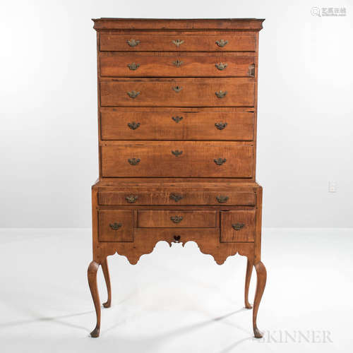 Tiger Maple High Chest of Drawers