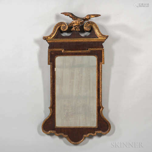 Mahogany Veneer and Gilt-decorated Looking Glass