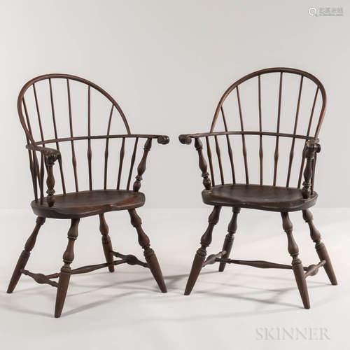 Pair of Painted Windsor Sack-back Chairs