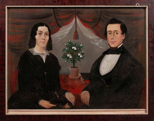 Attributed to Sturtevant J. Hamblen (Maine/Massachusetts, act. 1837-1856) Double Portrait of a Husband and Wife