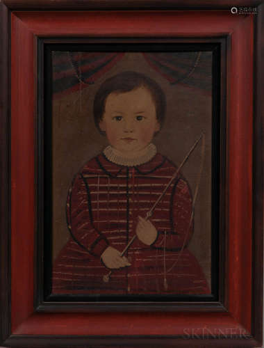 Attributed to William Matthew Prior (Massachusetts/Maine, 1806-1873) Portrait of a Boy in a Red Dress Holding a Riding Crop