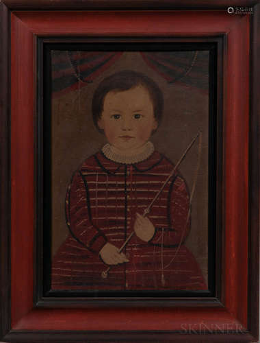 Attributed to William Matthew Prior (Massachusetts/Maine, 1806-1873) Portrait of a Boy in a Red Dress Holding a Riding Crop