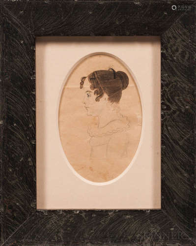 American School, Mid-19th Century Miniature Portrait of Anna Bunker, Moultonborough, New Hampshire