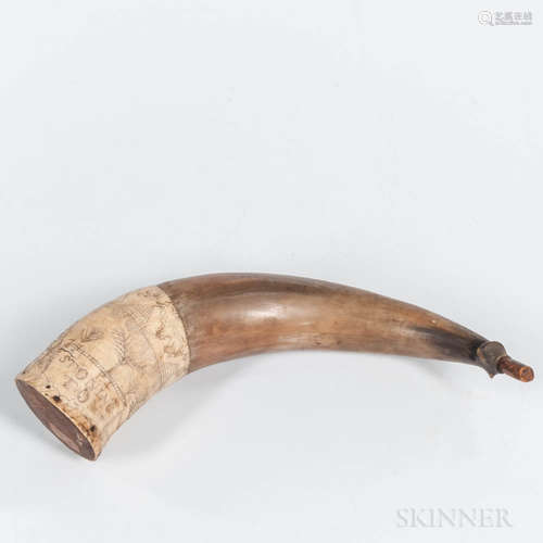 Stonington Carved Powder Horn