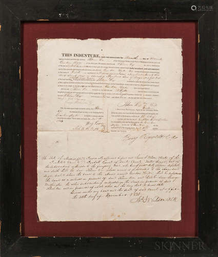 Two Framed Chickasaw Indian Land Purchase Documents Related to Gurdon Hyde