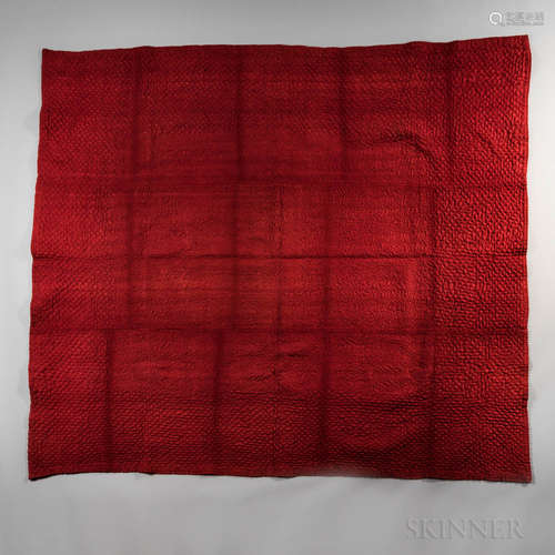 Red Linsey Woolsey Coverlet