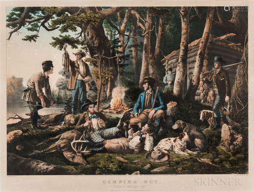 Currier & Ives Lithograph CAMPING OUT.