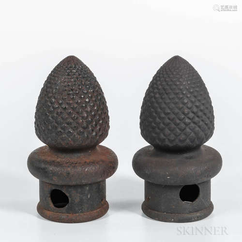 Pair of Cast Iron Pineapple Finials