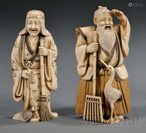 Pair of Ivory Carvings