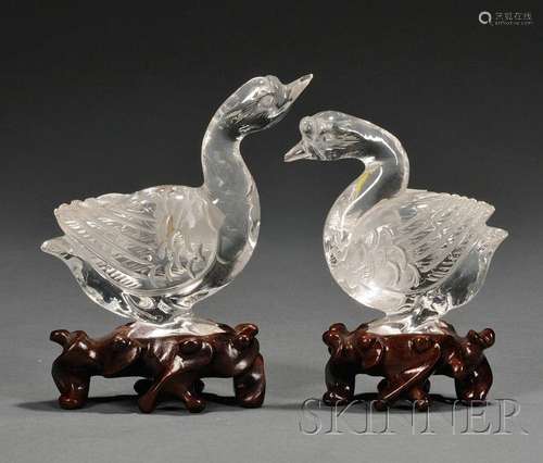 Pair of Rock Crystal Carvings