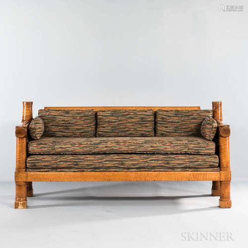 Turned Tiger Maple Country Sofa